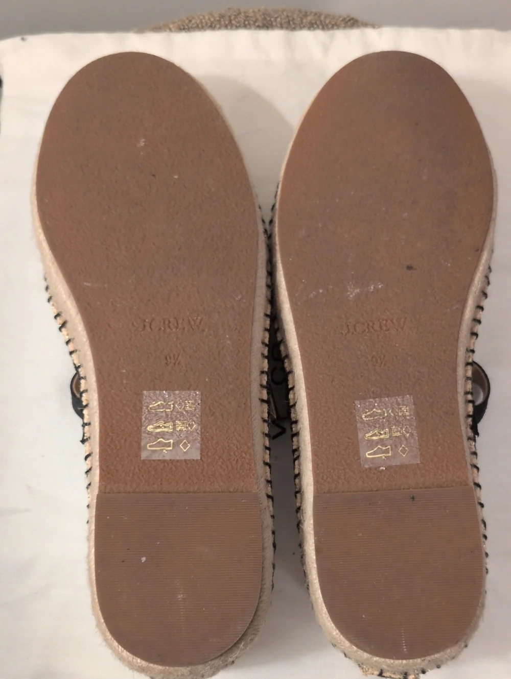J. Crew Woven Metallic Mary Jane Espadrille with Black Trim SZ